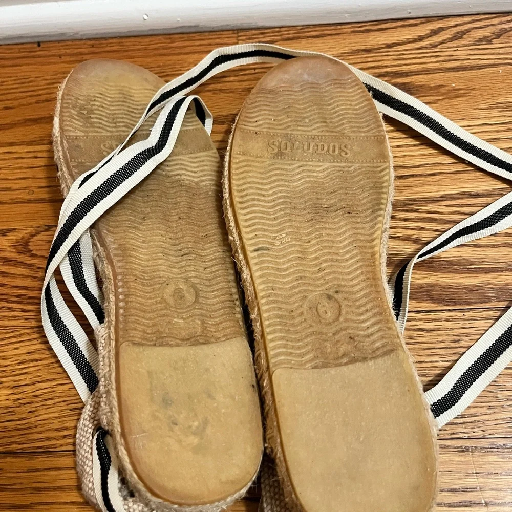 Soludos Women's Black and Cream Striped Espadrilles